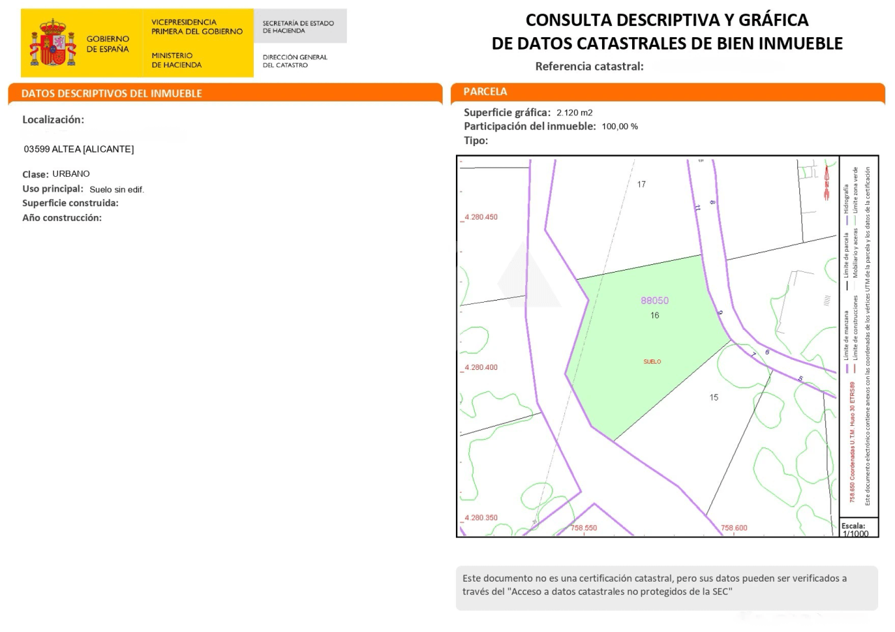 Parcela en venta en Altea, Costa Blanca.
